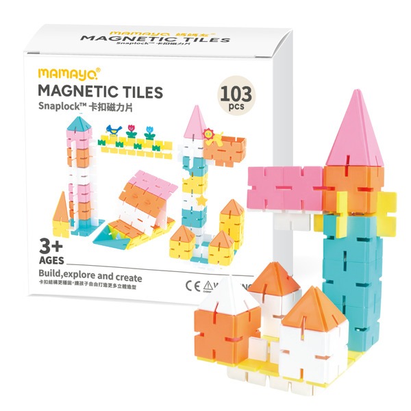(結帳另有優惠)【mamayo】SnapLock™卡扣式磁力片(103pcs){樂步客 LoveBook}
