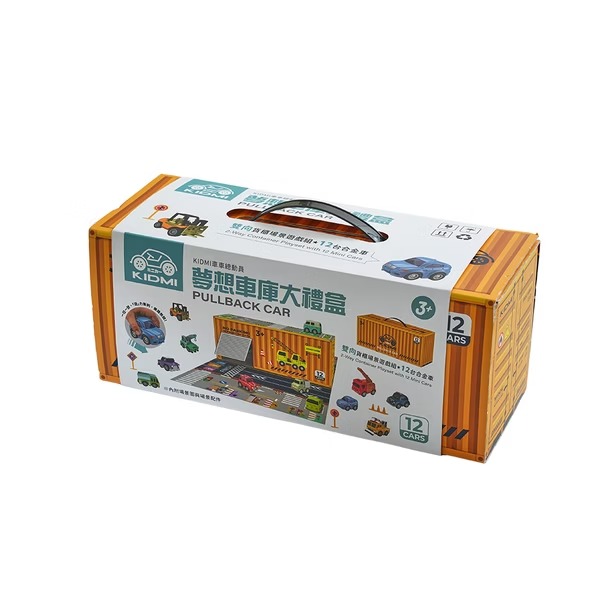 小牛津~KIDMI小汽車 夢想車庫大禮盒-合金車迴力車12入(附貨櫃場景遊戲組+城市地圖&配件){樂步客 LoveBook}